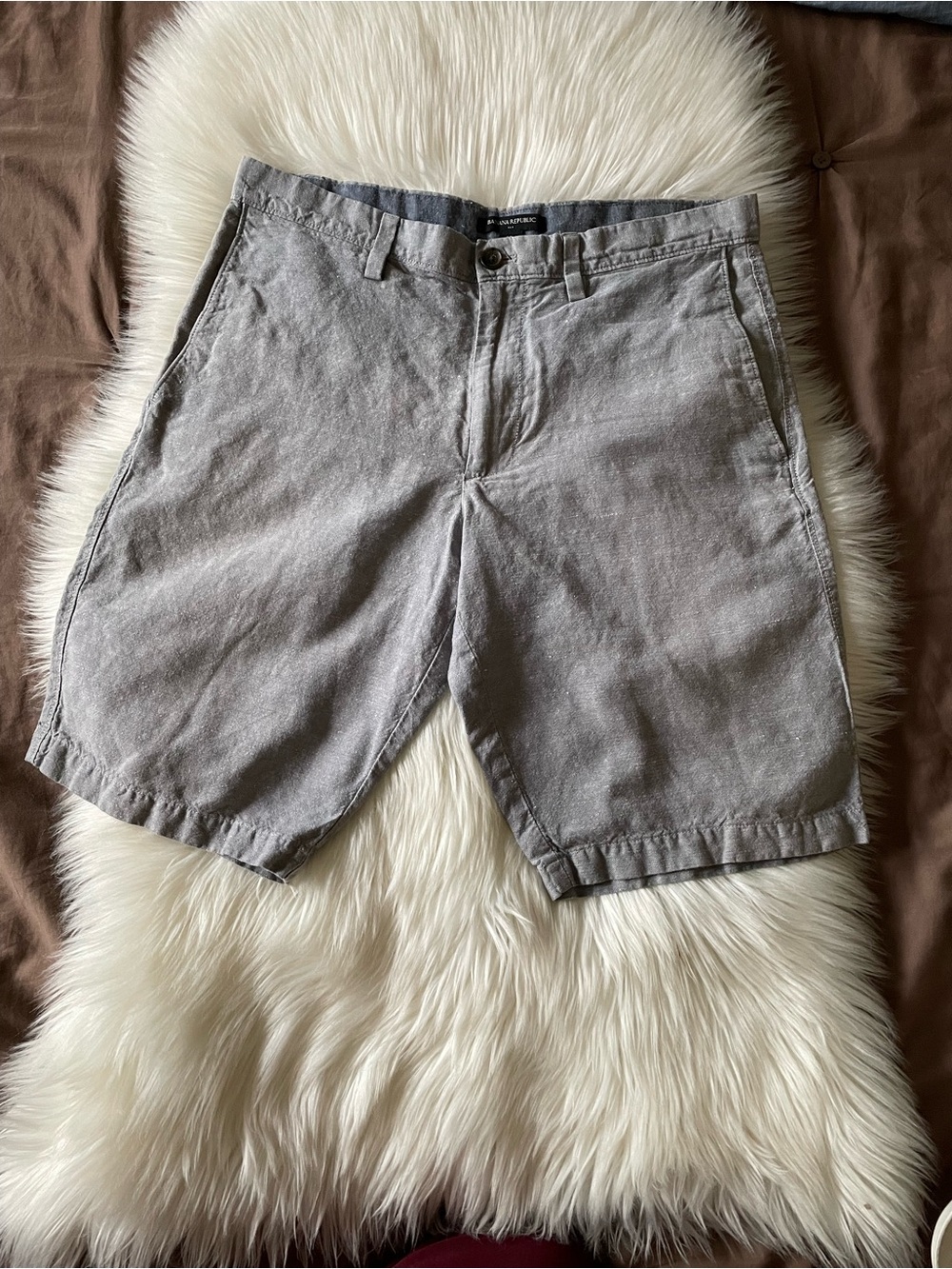 Banana Republic Light Gray Flat Front Men's Shorts